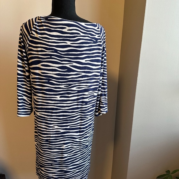 *J. MCLAUGHLIN* Blue x White Long Sleeve Dress Size Large - Picture 4 of 7